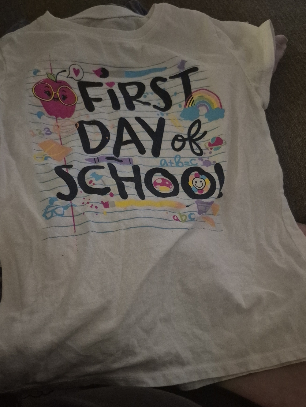 Place White 'First Day of School' Graphic Tee with Colorful Accents